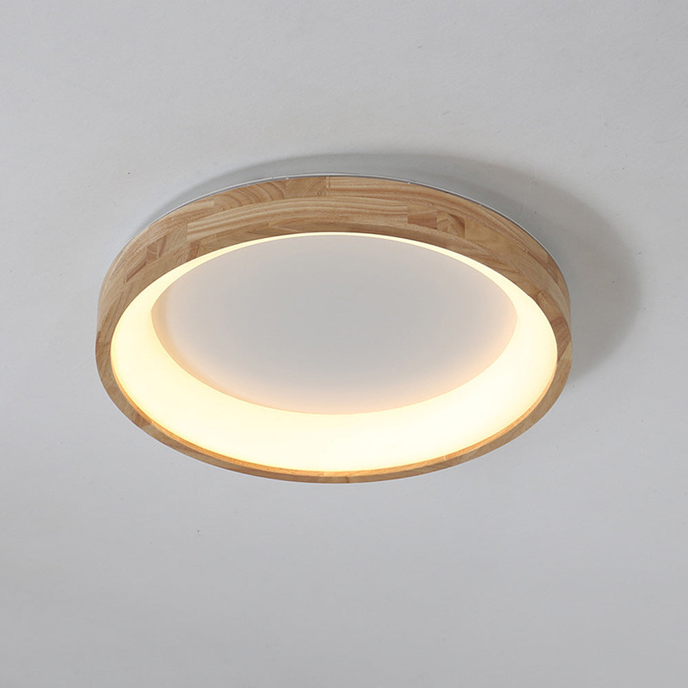 Modern Rubber Wood Flushmount Ceiling Light