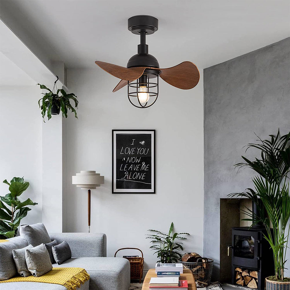 Mid-Century Walnut Acrylic Ceiling Fans With Lighting
