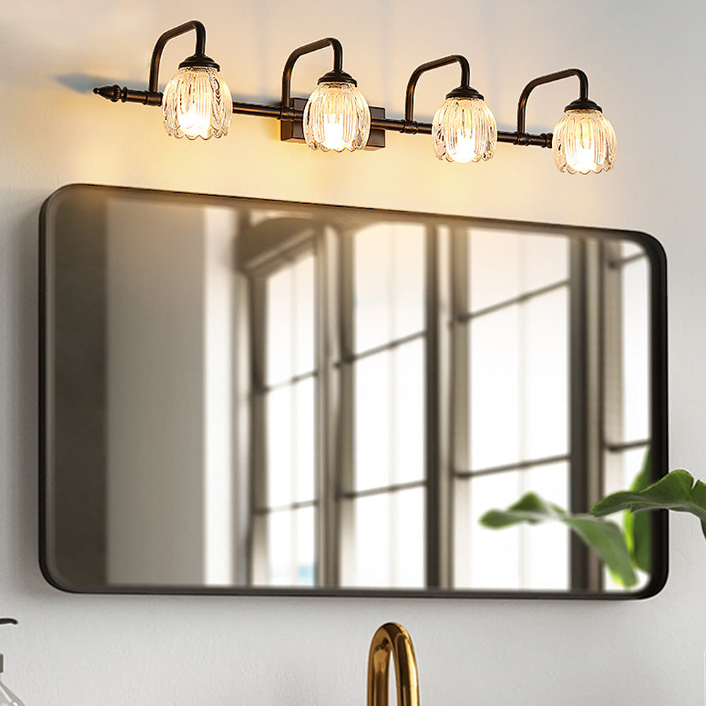 Modern Black Flower Shape Glass Bathroom Vanity Light -Homwarmy