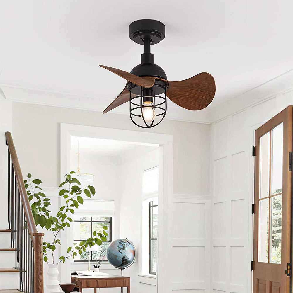 Mid-Century Walnut Acrylic Ceiling Fans With Lighting