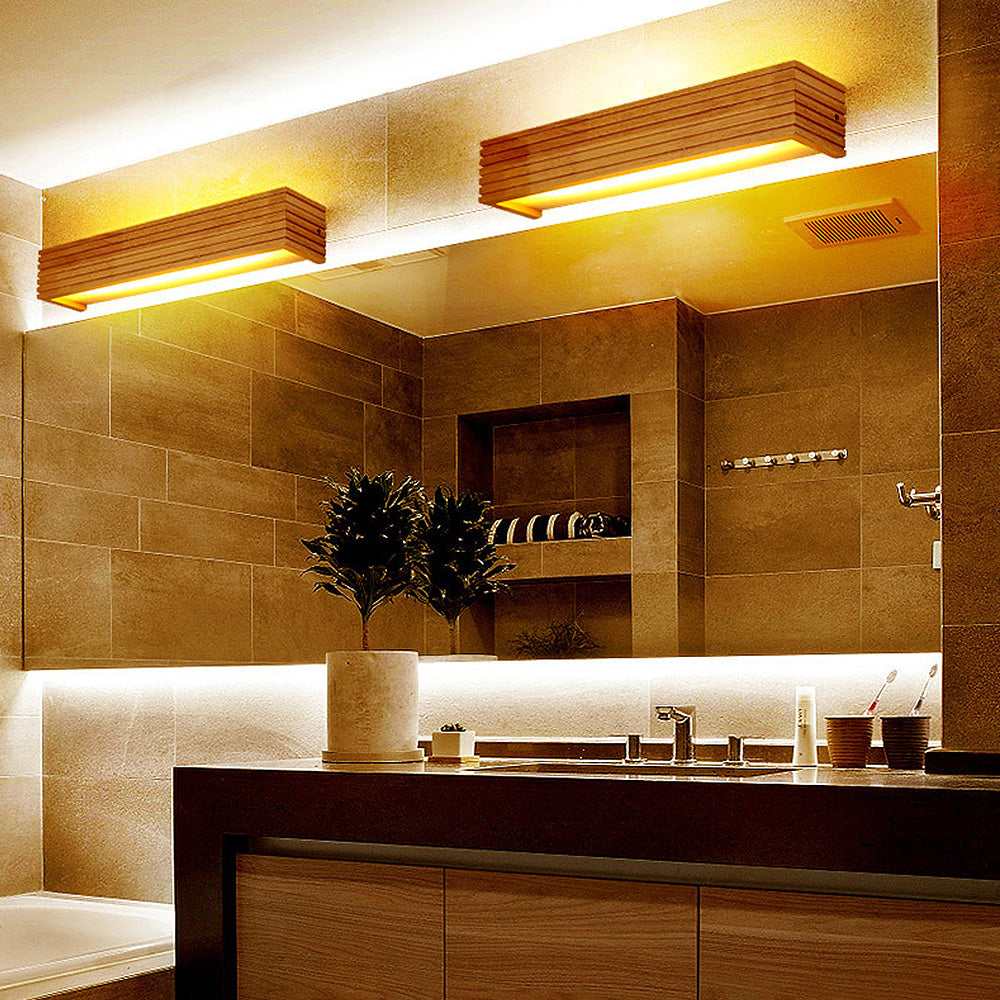 Nordic Wood Rustic LED Bathroom Vanity Wall Lighting -Homwarmy
