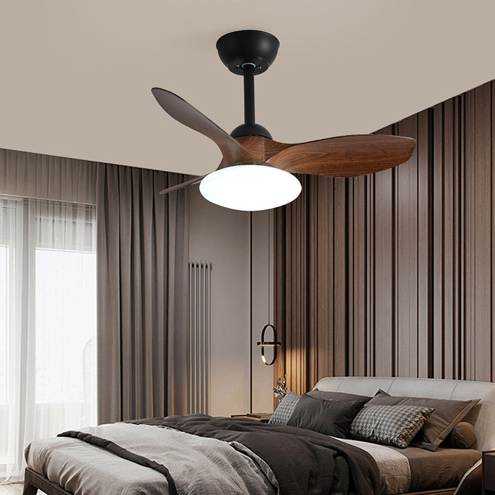Natural Flush Mount Ceiling Fan With LED Light