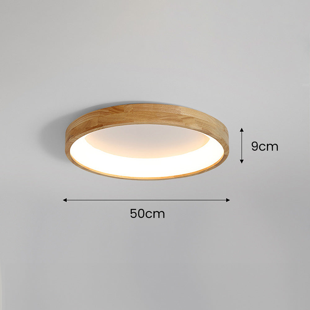 Modern Rubber Wood Flushmount Ceiling Light