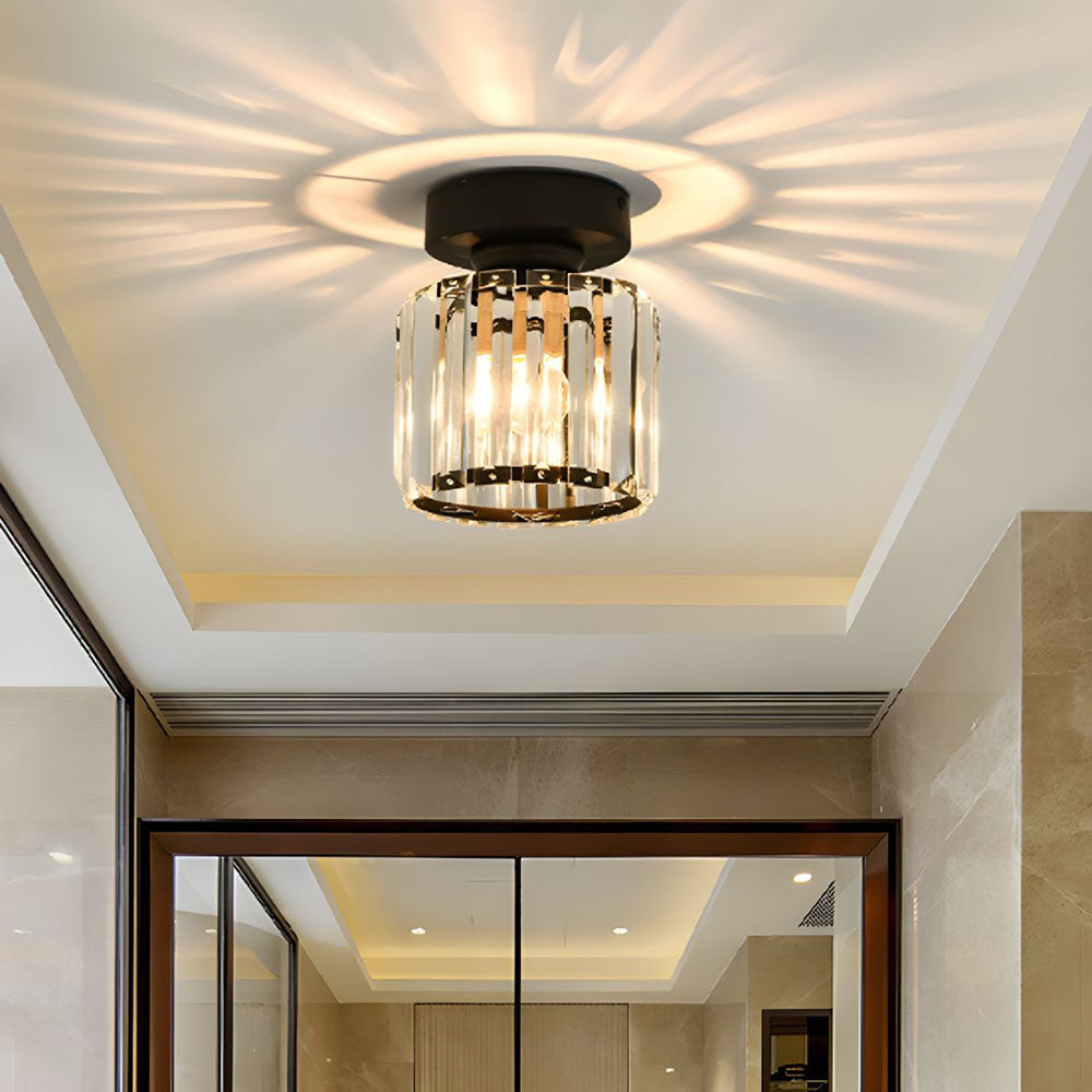 Crystal Black Cube Hallway Ceiling Light