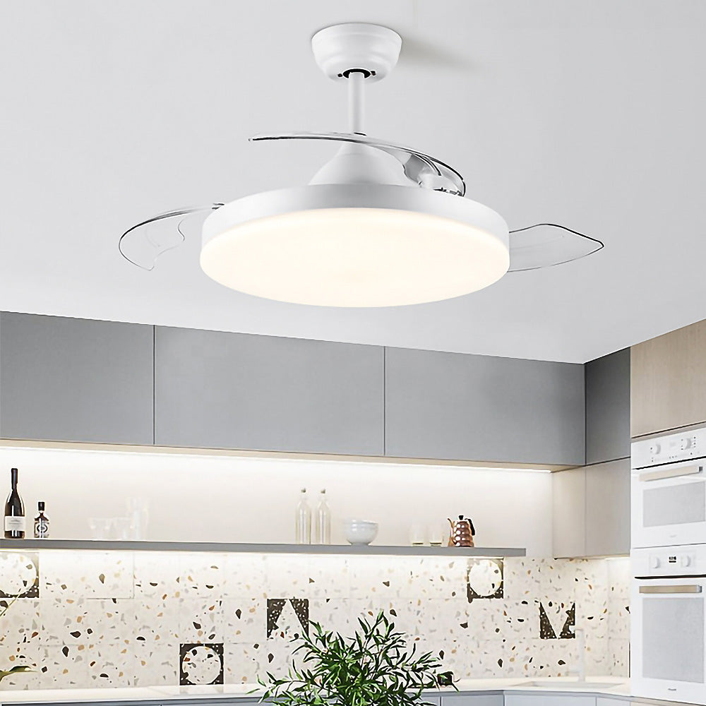 Nordic Simple Cream Ceiling Fan With LED Light