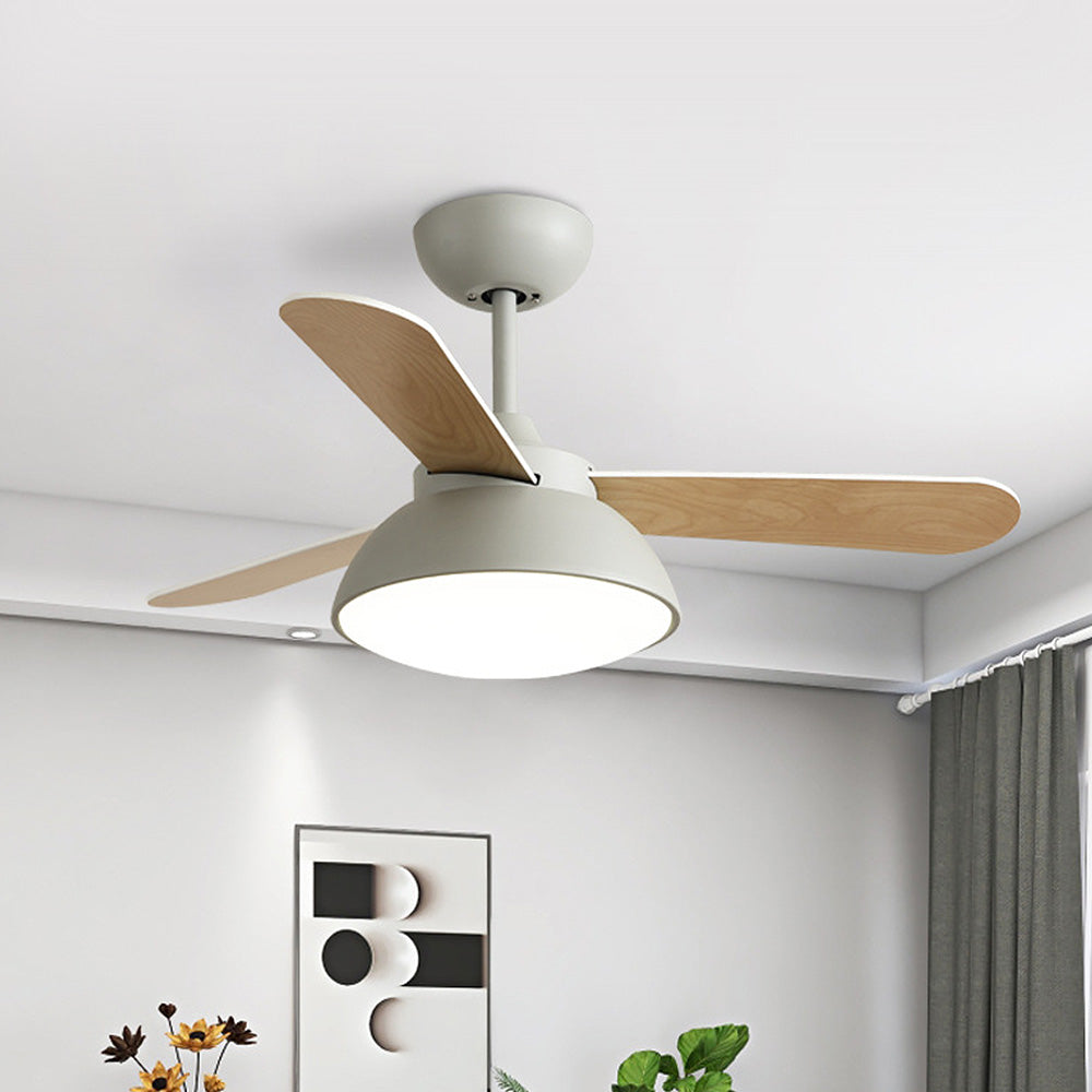Simple Nordic Wood Ceiling Fan With LED Lighting