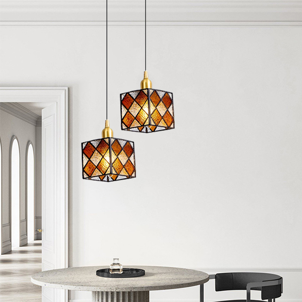 Nordic Creative Rubik’s Cube Small Glass Chandelier For Kitchen Island -Homwarmy