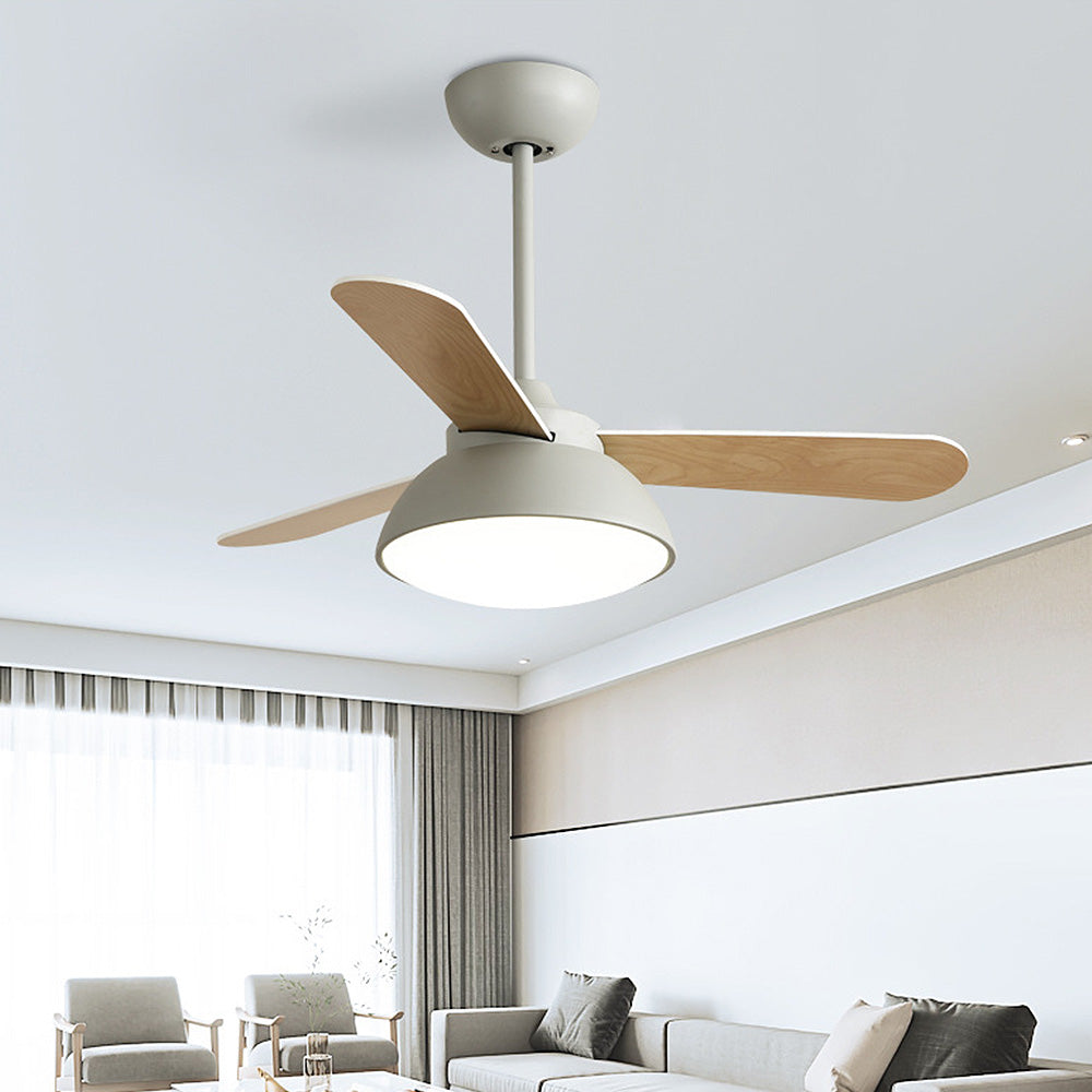 Simple Nordic Wood Ceiling Fan With LED Lighting