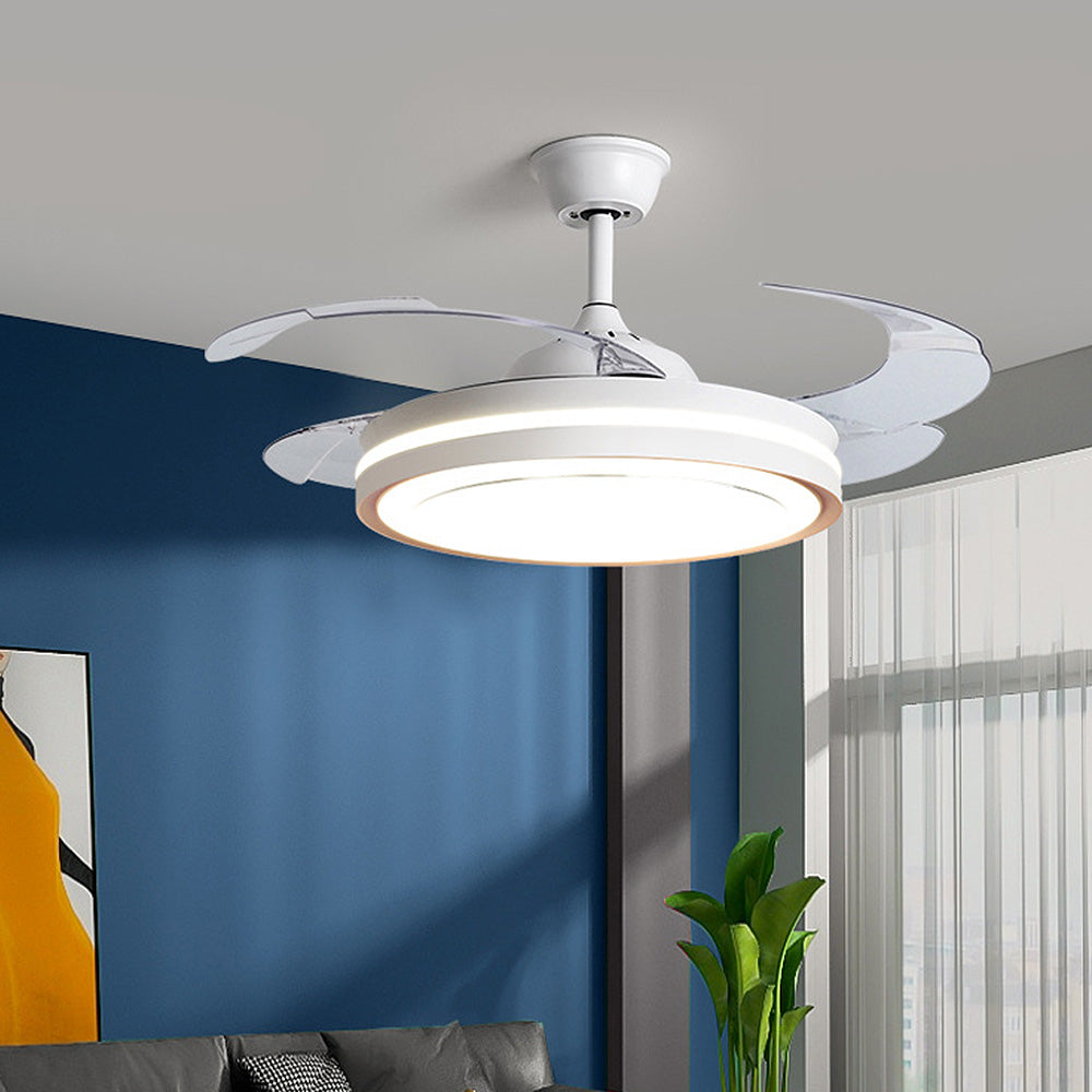 Scandinavian White Metal Ceiling Fan With Light