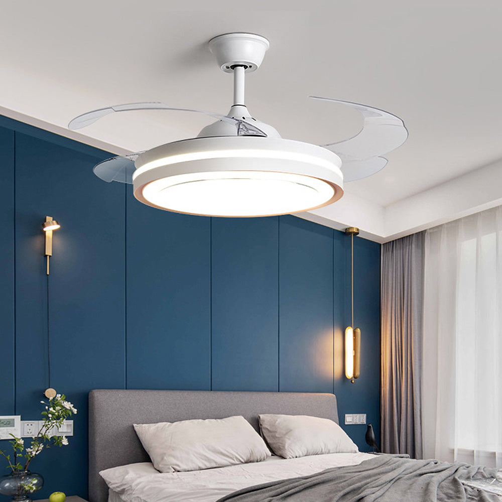Scandinavian White Metal Ceiling Fan With Light