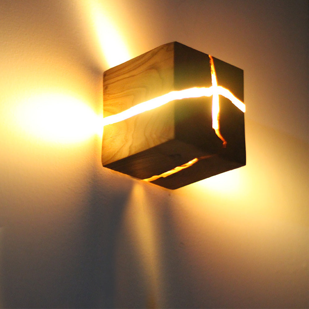 Simple Solid Wood Cracked Wall Lamp -Homwarmy