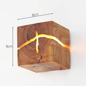 Geometry Cube Wood Cracked Wall Lamp