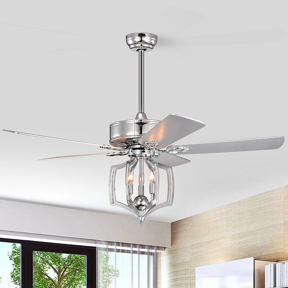 Nordic Chrome Crystal Ceiling Fans with LED Lights