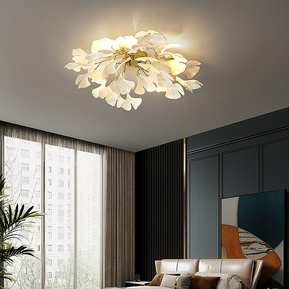 Contemporary Floral White Ceiling Light Fixture