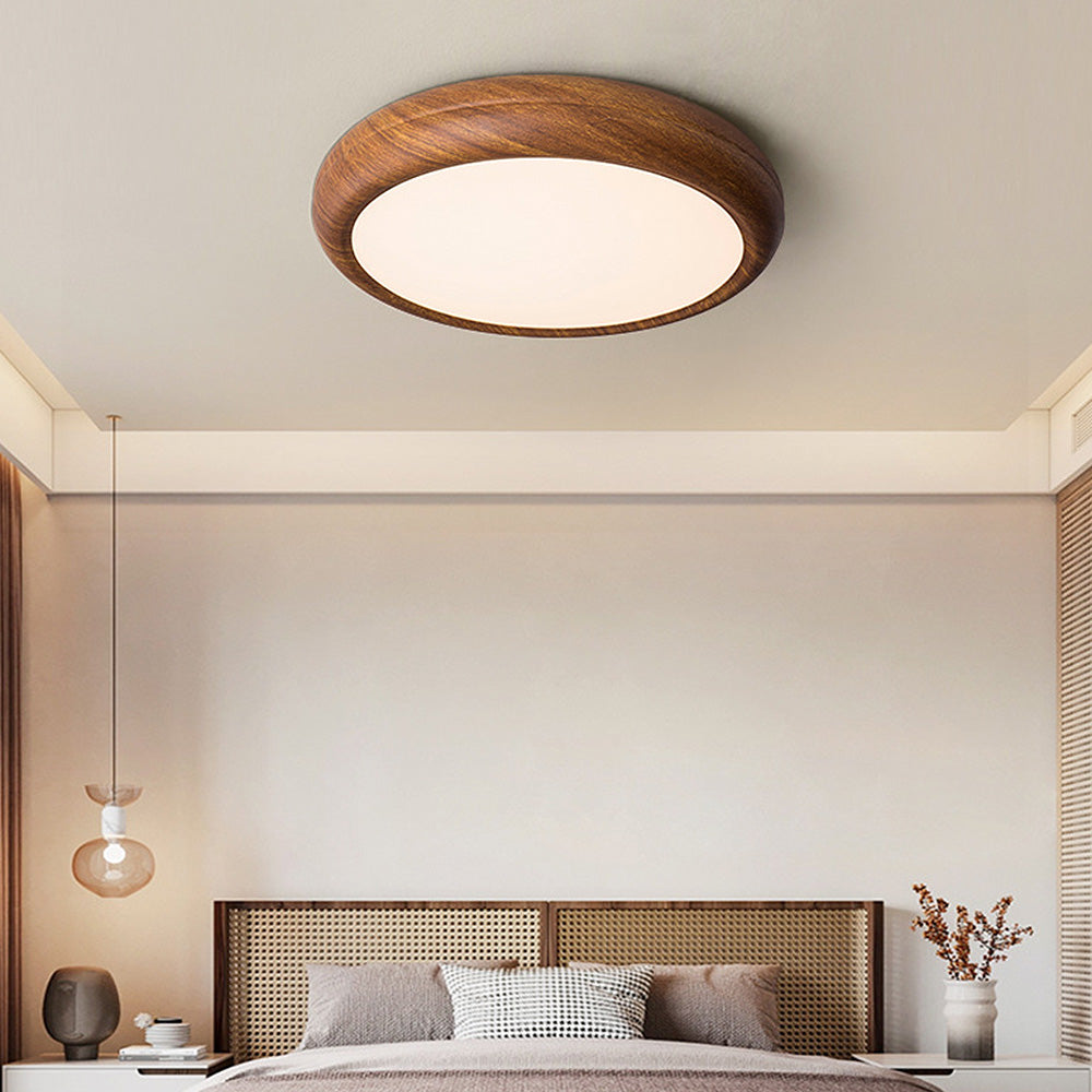 Modern Wood Circle LED Walnut Ceiling Lamp