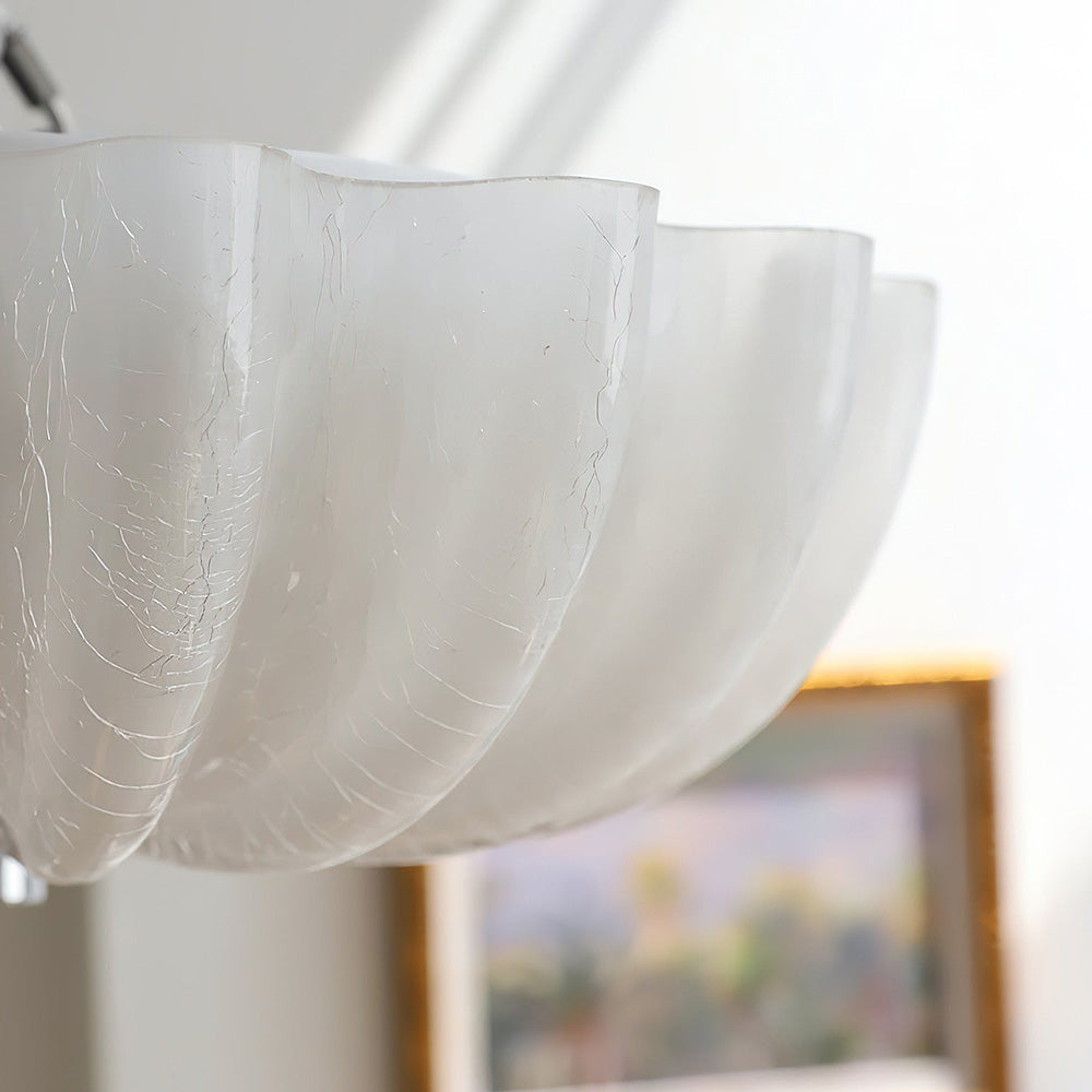 Vintage White Glass Wrinkled Ceiling Light