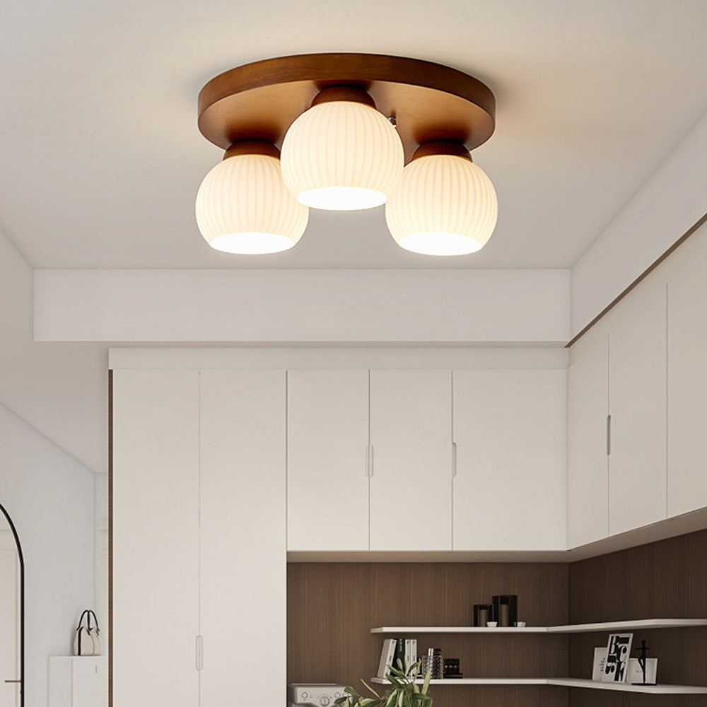 Scandinavian Wooden Multi-Bulb Ceiling Lamp