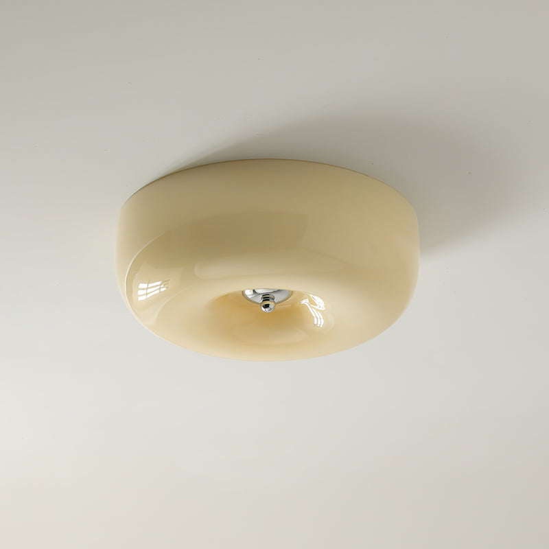 Cream Round Ceiling Lamp Bauhaus Milky Glass Lighting -Homwarmy