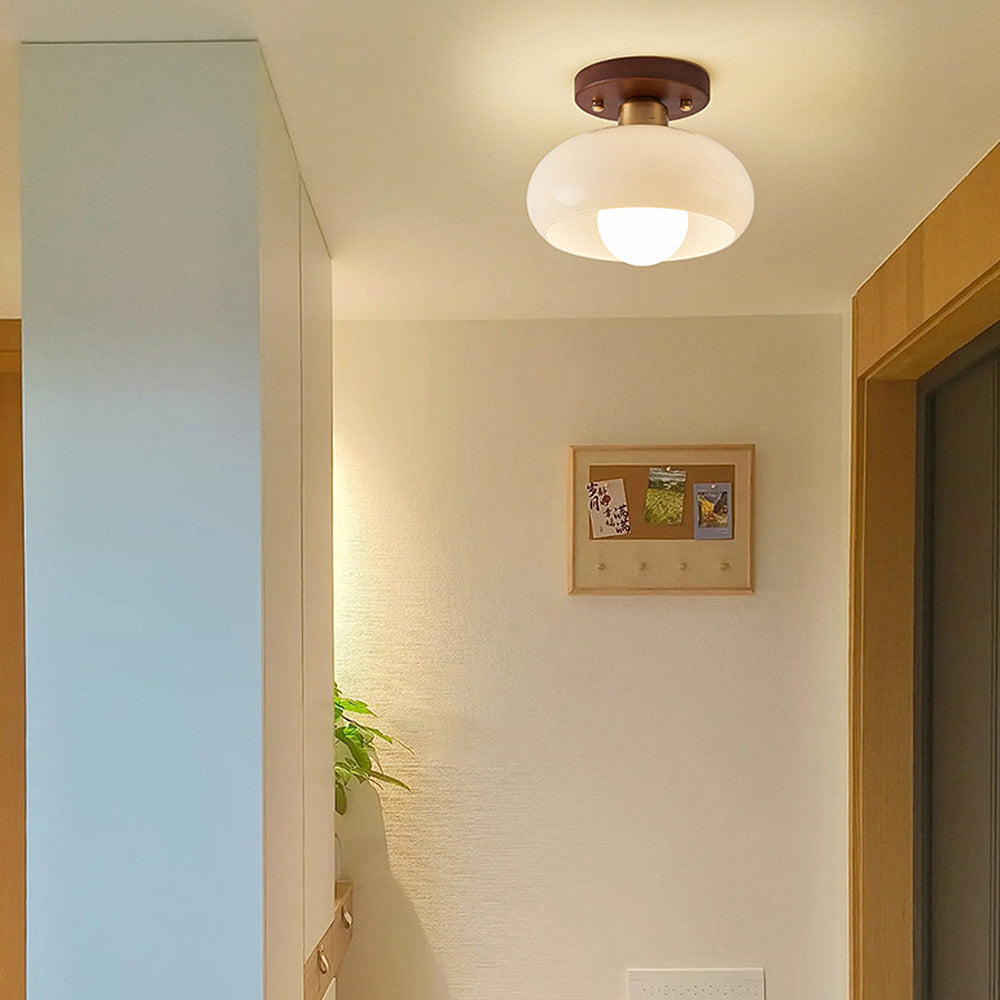 Retro White Hallway Glass Ceiling Light -Homwarmy