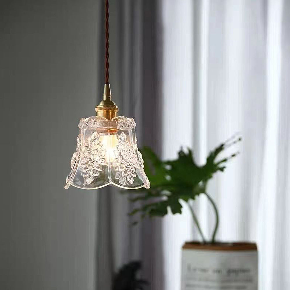 Vintage Glass Flower Lampshade Pendant Light