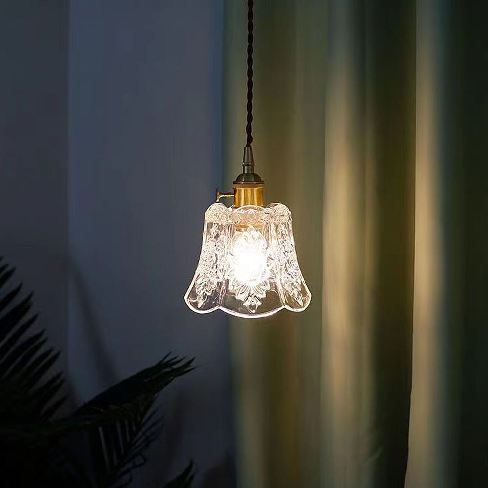 Vintage Glass Flower Lampshade Pendant Light