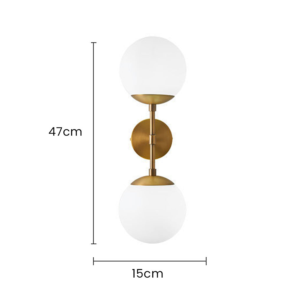 Classic Double Head White Glass Wall Lamp