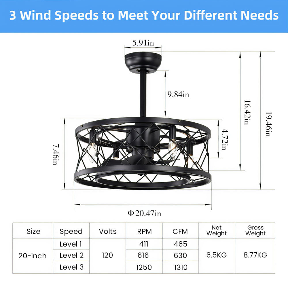 Contemporary Fancy Flush Living Room Ceiling Fan With Light And Remote -Homwarmy