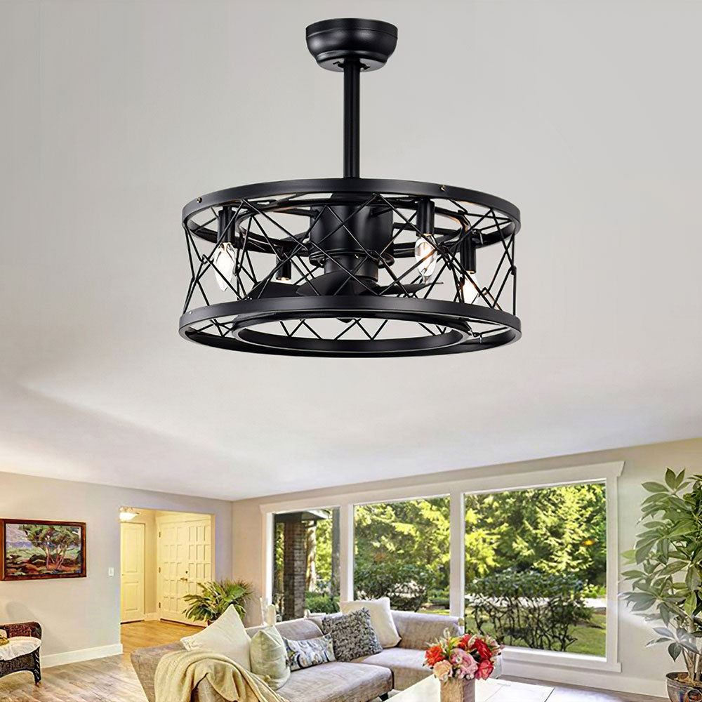 Contemporary Fancy Flush Living Room Ceiling Fan With Light And Remote -Homwarmy