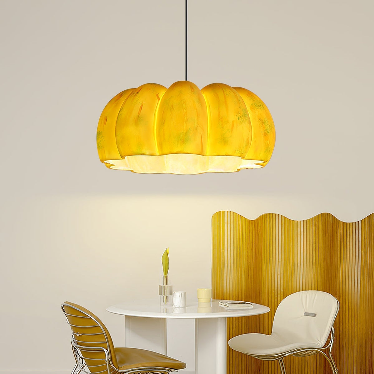 Yellow Pumpkin Pendant Light -Homwarmy