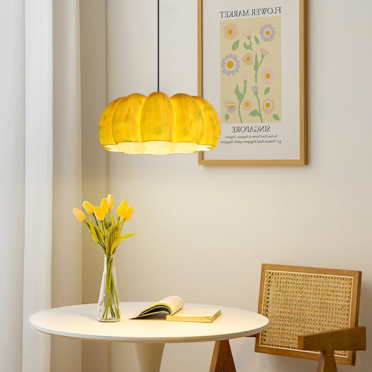 Yellow Pumpkin Pendant Light -Homwarmy