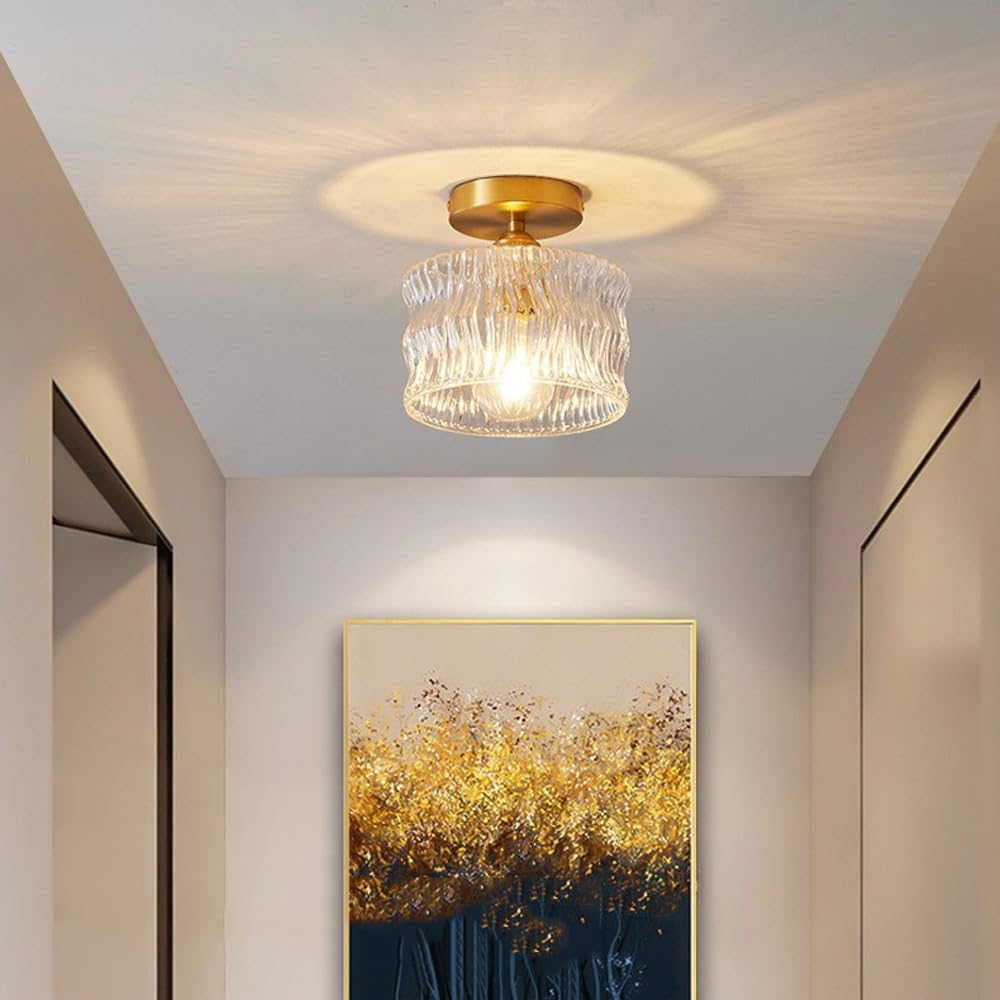 Retro Elegance Hallway Glass Ceiling Light
