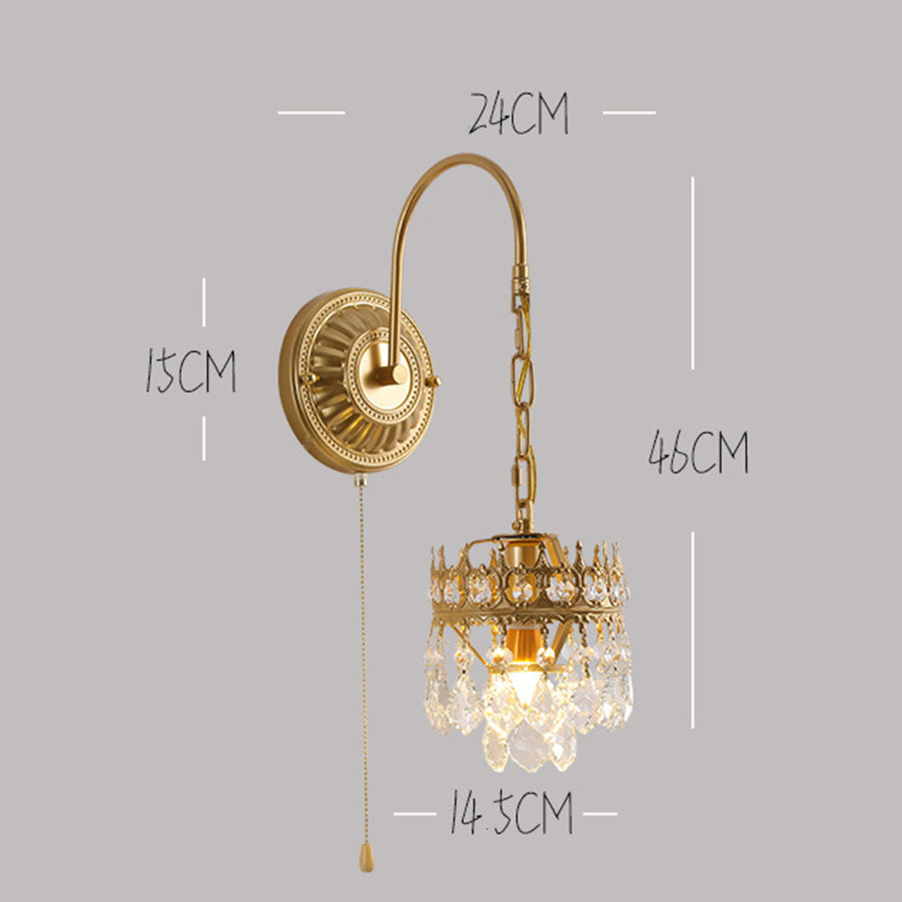 Retro Crystal Golden Crown Wall Light