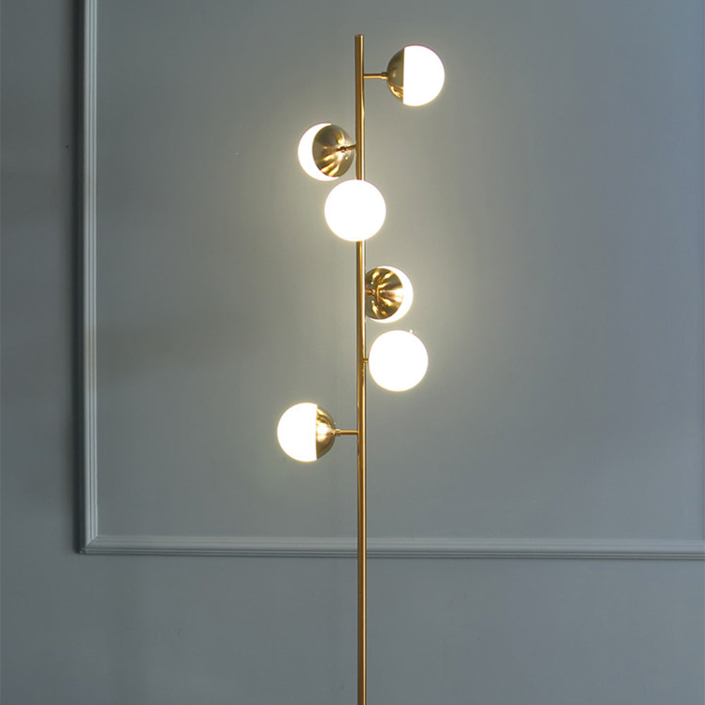 Gold Metal Glass Globe LED Tree Floor Lamp -Homwarmy