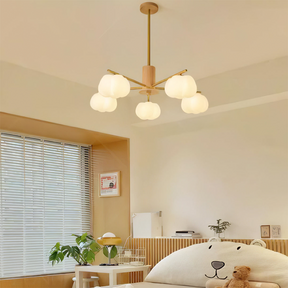 Creative Wooden Cotton Balls Living Room Chandelier -Homwarmy