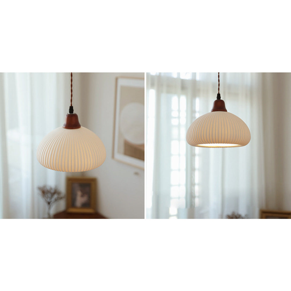 Farmhouse White Ceramic Pendant Light -Homwarmy