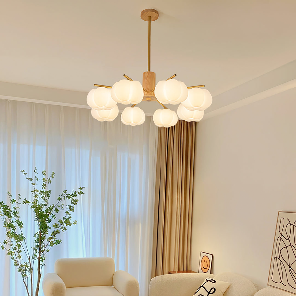 Creative Wooden Cotton Balls Living Room Chandelier -Homwarmy