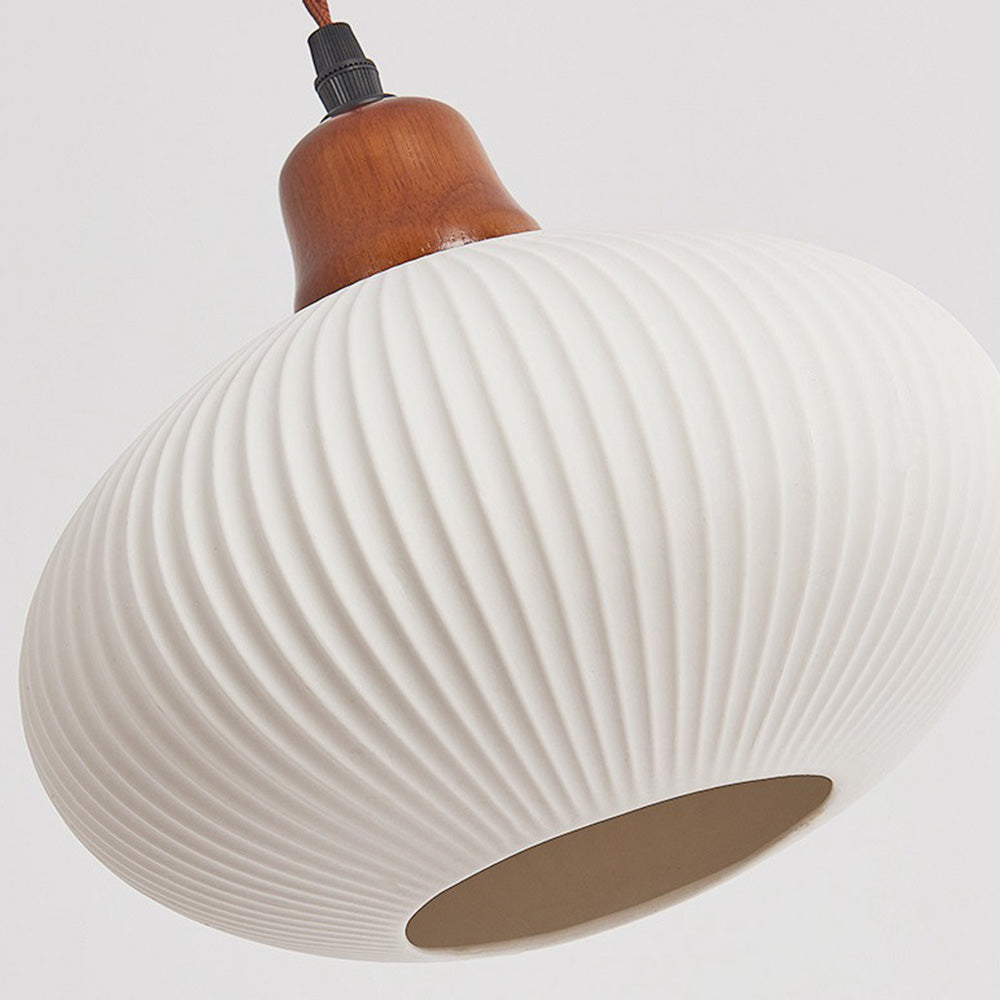 Farmhouse White Ceramic Pendant Light -Homwarmy