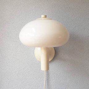 Cute Cream Mushroom Glass Wall Light For Bedroom -Homwarmy