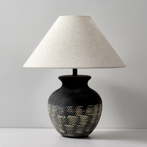 Wabi-sabi Retro White Ceramic Table Lamp Living Room -Homwarmy