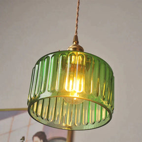Vintage Stripe Clear Glass Pendant Light