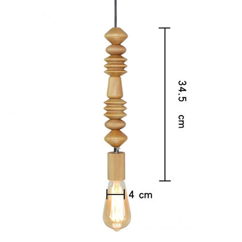 Retro Wooden Geometric Beads String Lights Hanging Pendant Lighting -Homwarmy
