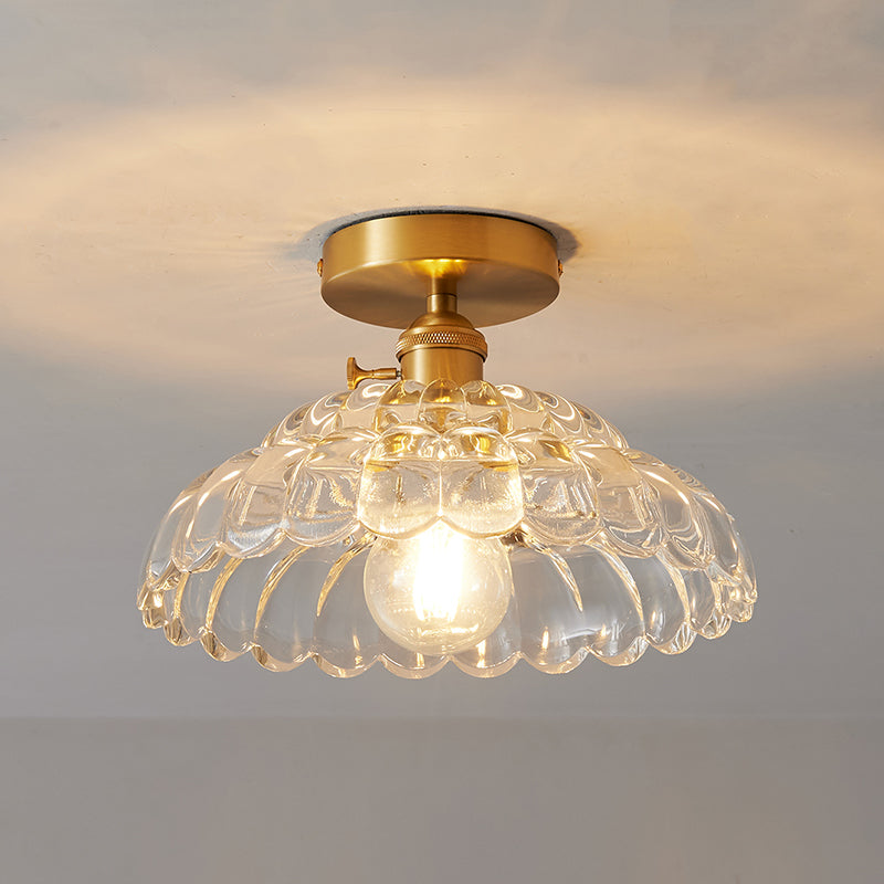 Luxurious Brass Clear Semi-Flush Mount Glass Ceiling Light -Homwarmy