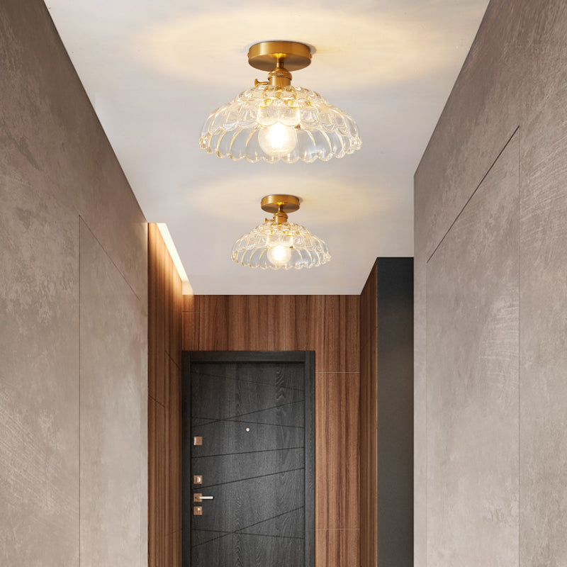 Luxurious Brass Clear Semi-Flush Mount Glass Ceiling Light -Homwarmy