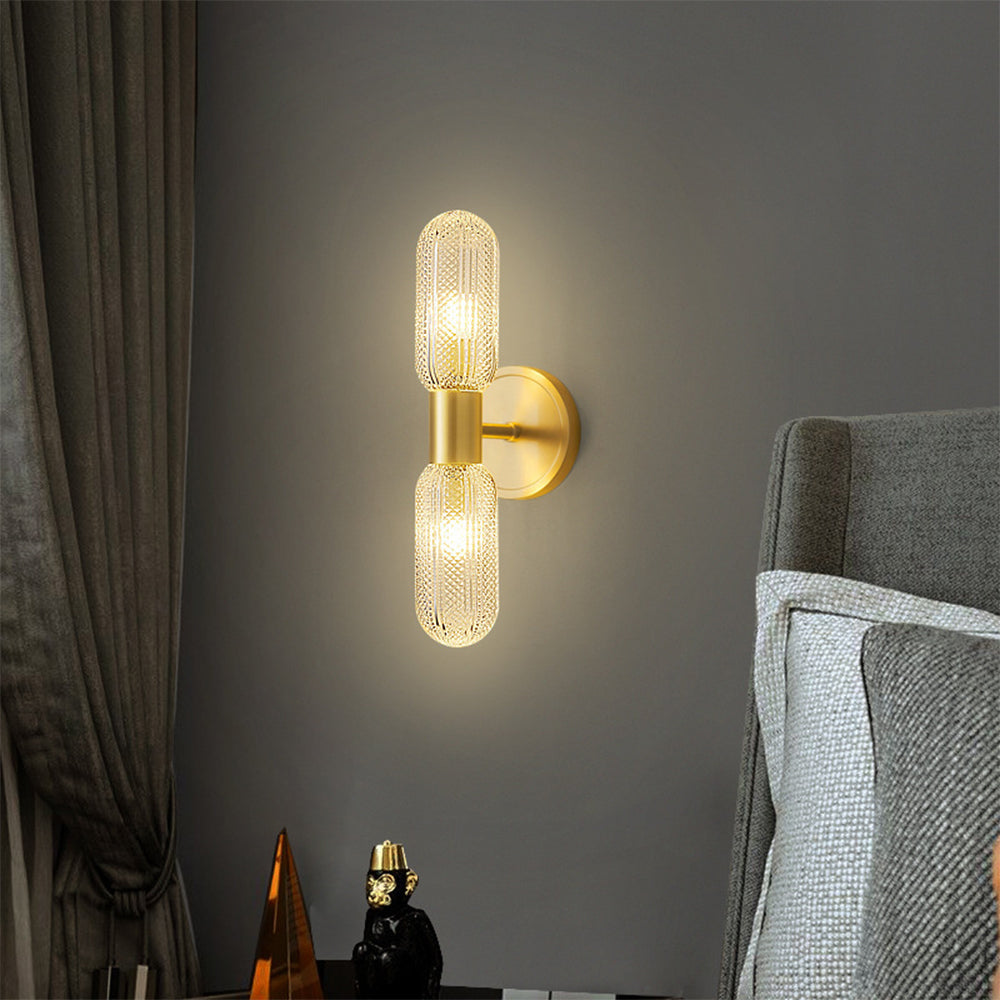 Gold Brass 2-Lights Indoor Wall Sconce -Homdiy